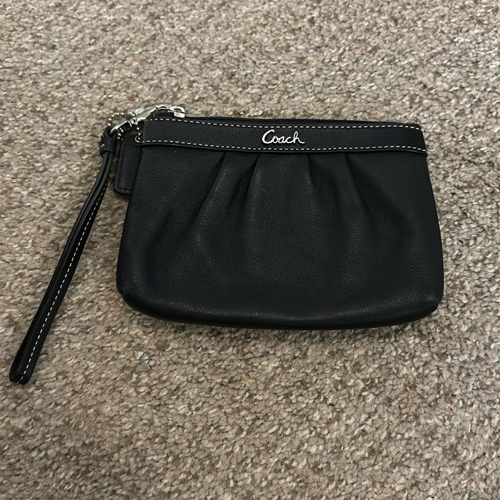 Coach Soft Genuine Black Leather Wristlet